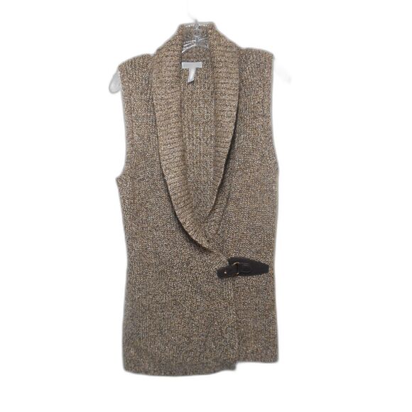 Charter Club Gold Suede Leather Vest Buckle Closure Western Boho size M - Picture 1 of 12